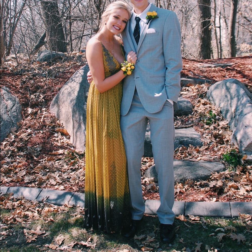 Yellow long free people formal dress